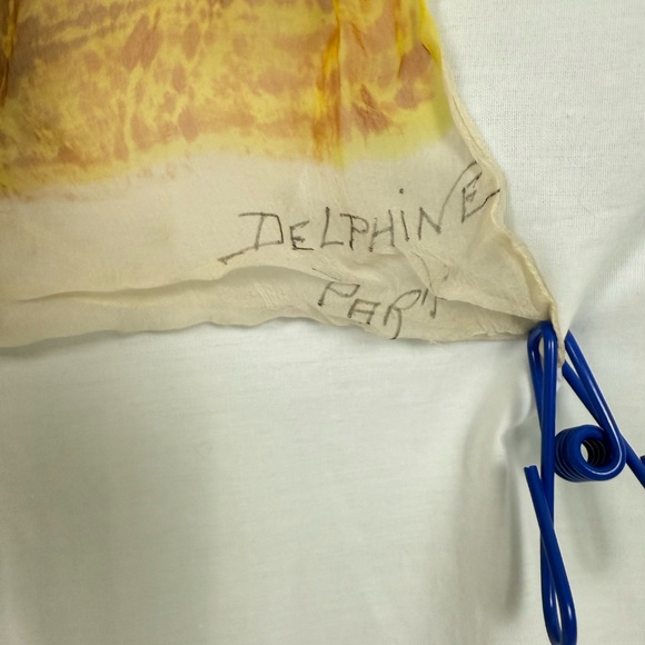 Yellow Orange Tie-Dye Silk Scarf by Delphine Paril - Picture 7 of 7